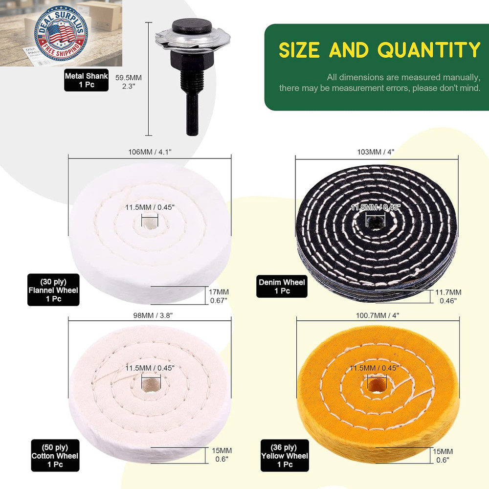 8Pcs 4Inch Buffing Polishing Wheel Kit Includes Polishing Compounds, Buffer Whee