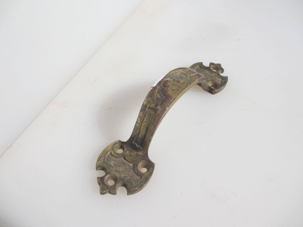 Victorian Brass Door Handle Antique Gothic Pull Old Sash Window Lift 7"W
