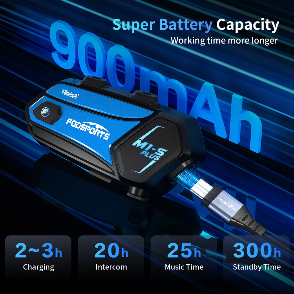 2x M1-S Plus 8 Riders Group Helmet Intercom Motorcycle Bluetooth Headset 2000m