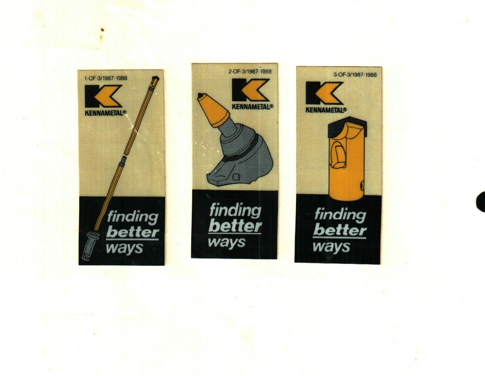 3 DIFFERENT NICE KENNAMETAL 1987-1988 COAL MINING STICKERS # 257