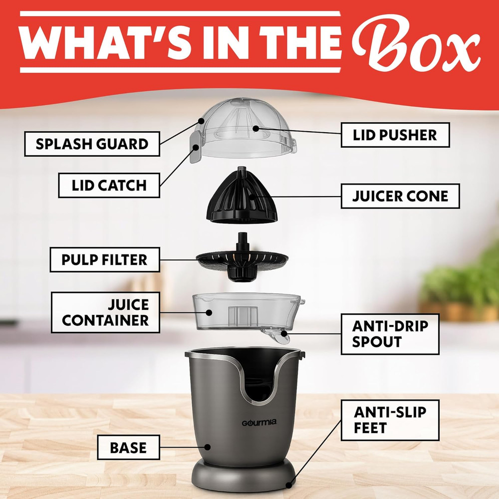 Automatic Citrus Juicer - 17 Oz Capacity, One-Touch Operation, Universal Cone, A