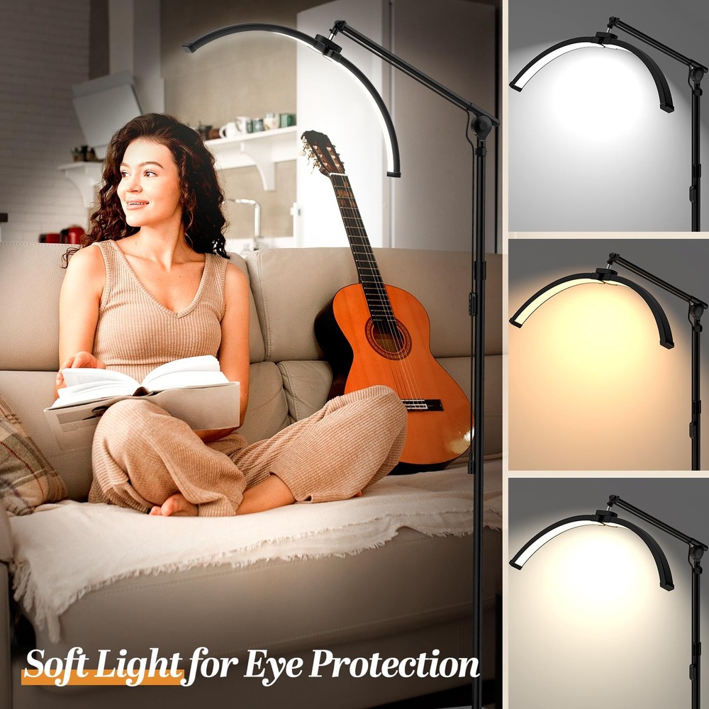 LateRep Half Moon Light, 3-Color Lash Light for Eyelash Tech, Foldable Black
