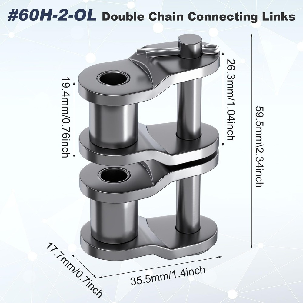 2Pcs #60H-2 Double Strand Roller Chain Master Link, Heavy Duty Adjustable