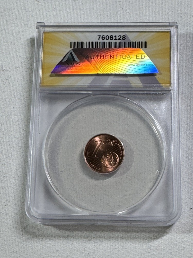 2002 Luxembourg 1 Cent Graded MS 65 RD by ANACS