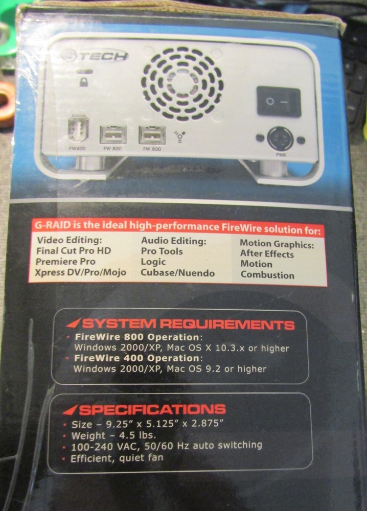 G-RAID G-Tech Professional Strength FireWire Storage ~ 500 GB ~ works ~ w/disc