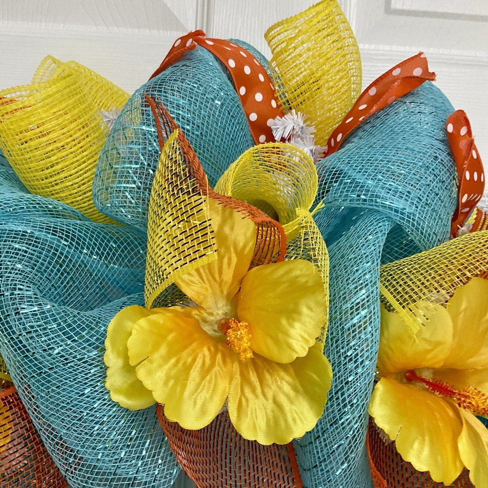 Summer Beach Arrow With Fish Handmade Deco Mesh Wreath