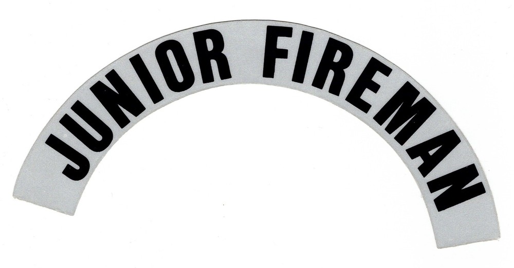 JUNIOR FIREMAN Highly Reflective FIRE HELMET CRESCENT DECALS - A PAIR