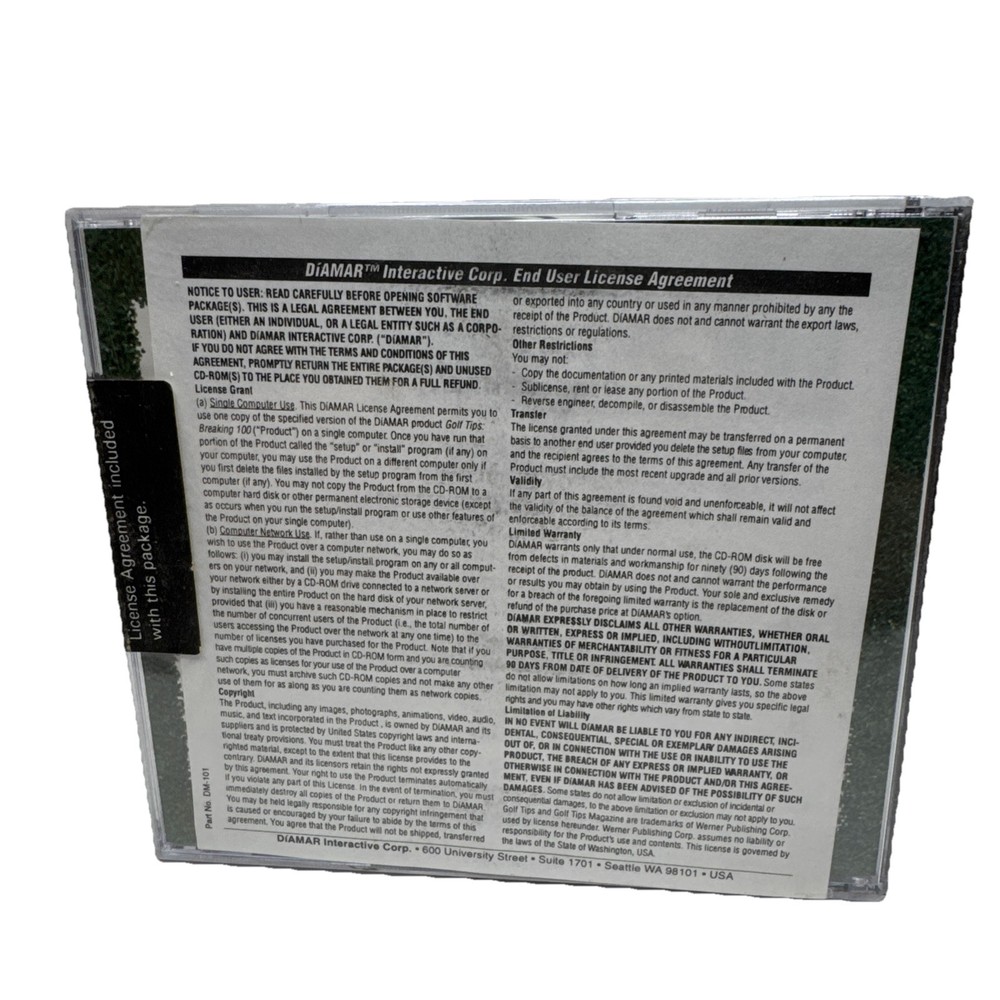 Golf Tips Breaking 100 DiAmar Interactive Beginning -Intermediate Golfer CD-ROM