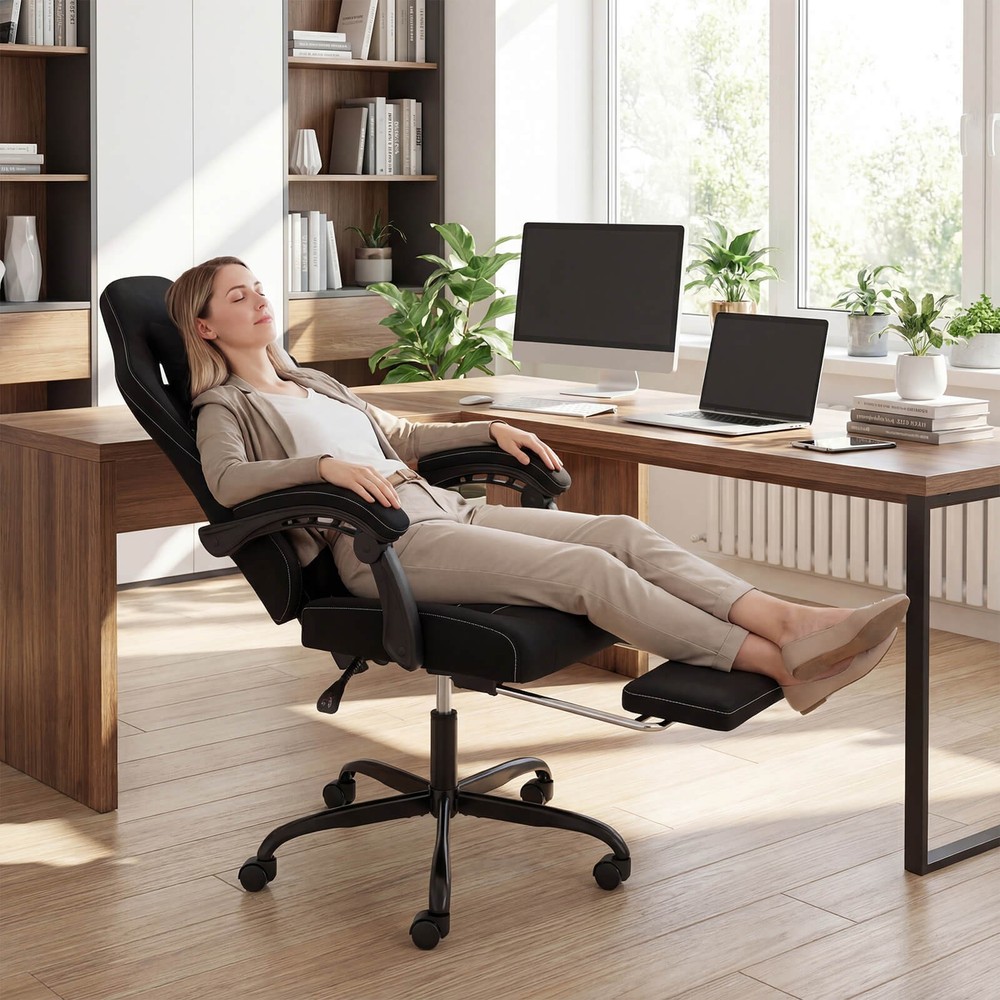 Height Adjustable Computer Chair w/Headrest, Lumbar Support, Linkage Armrests