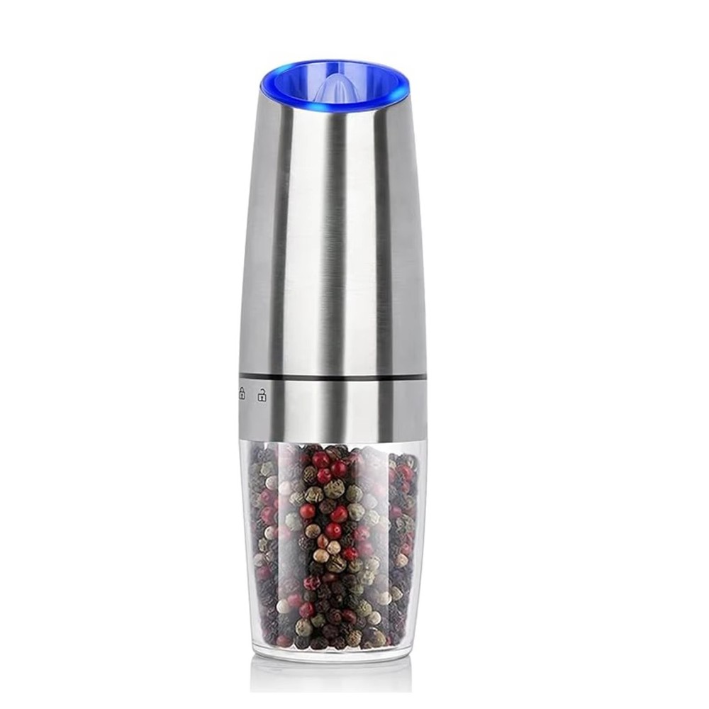 Electric Salt Pepper Grinder Set 2pcs Gravity LED Adjustable...(al)