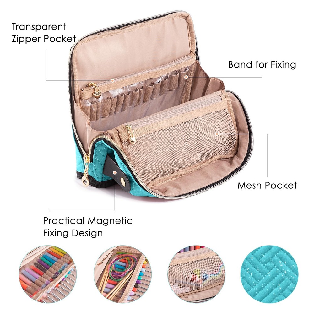 MYBAGZING Empty Crochet Hook Case - Crochet Hook Organizer Case Stand Up (Upg...
