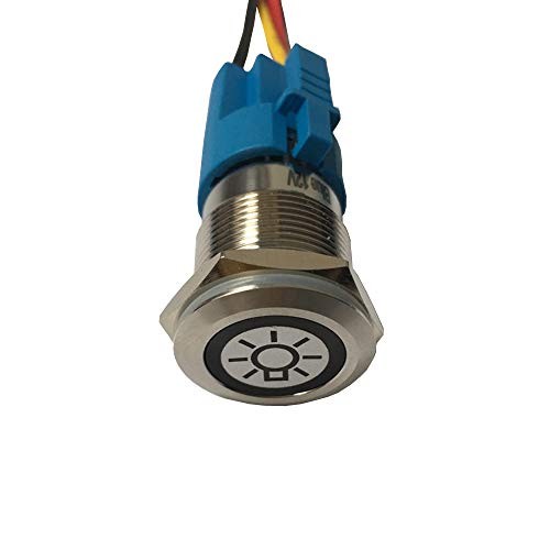 12V Car Vehicle Blue LED Light Push Button Metal Toggle Switch Headlight