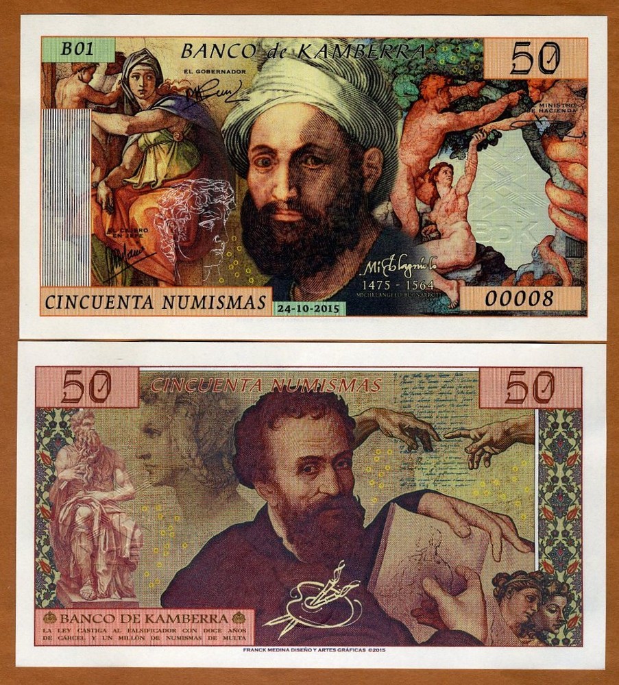 Kamberra, 50 Numismas, 2015, UNC Michelangelo