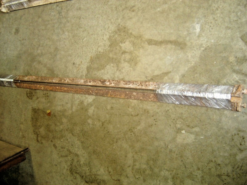 Antique Salvage Pair Iron Bed Rails  Locking Square 71 1/2" long           #627A