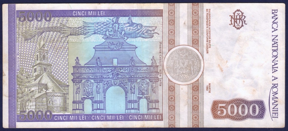 Romania - P103 - 5000 Lei - 1992