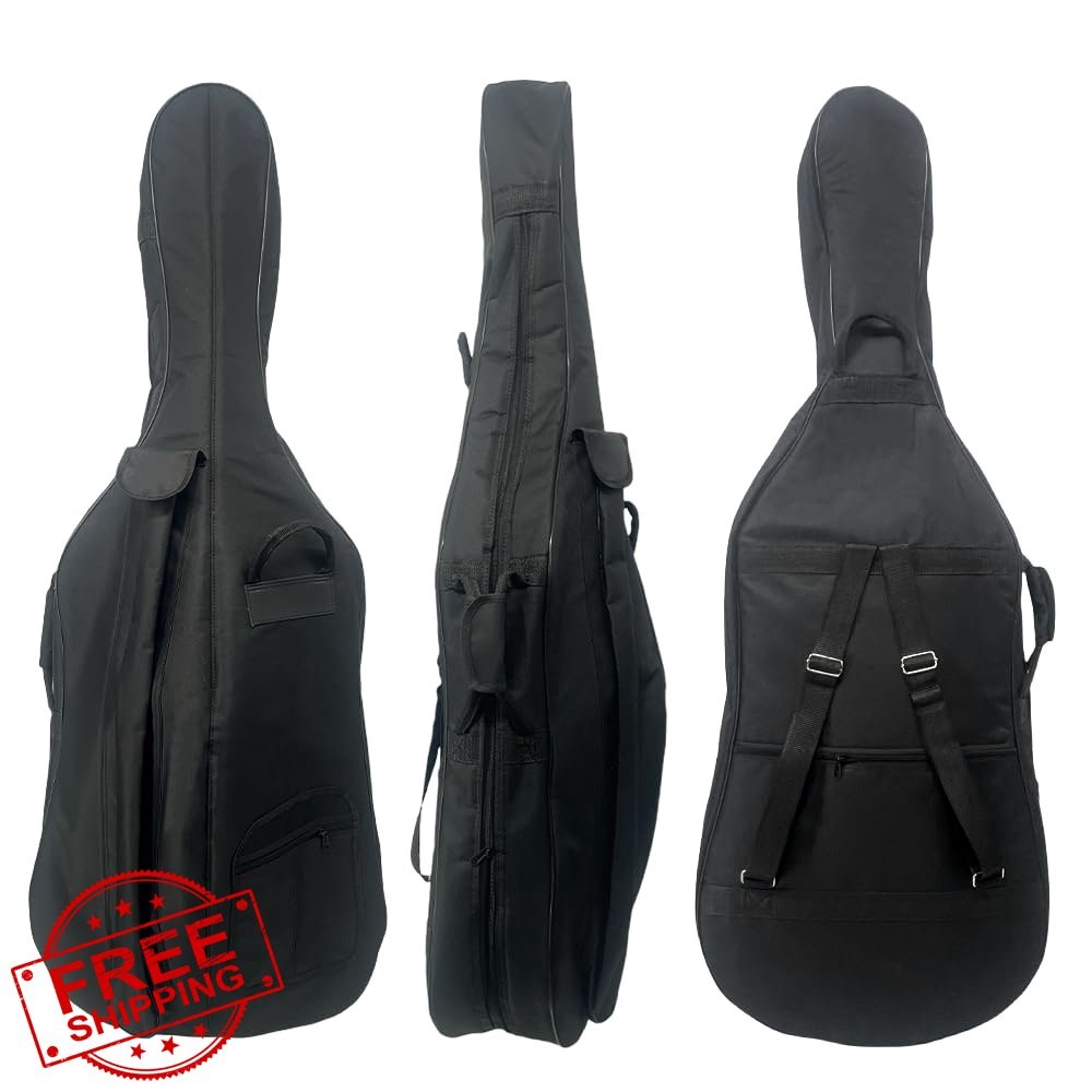 Conboxus Black 1/4 Cello Soft Case Lightweight Backpack Straps