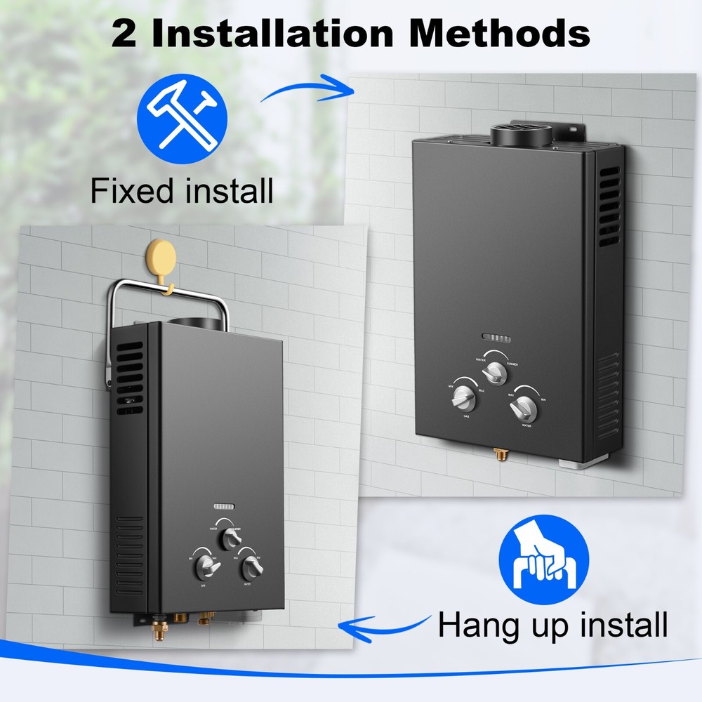 Amzgachfktch Tankless Water Heater 6L1.58 GPM Portable Gas Water Heater,Handle