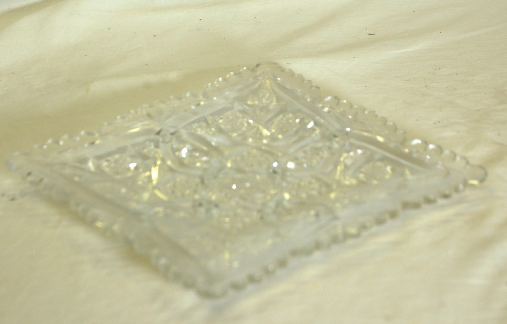 Square Tidbit Candy Dish Ruffle Edge Clear Glass
