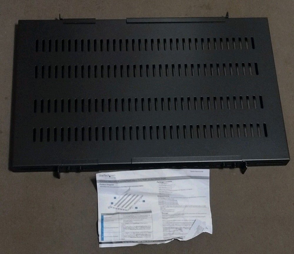 StarTech.com 1U Adjustable Mounting Depth Vented Rack Mount Shelf ADJSHELFHDV