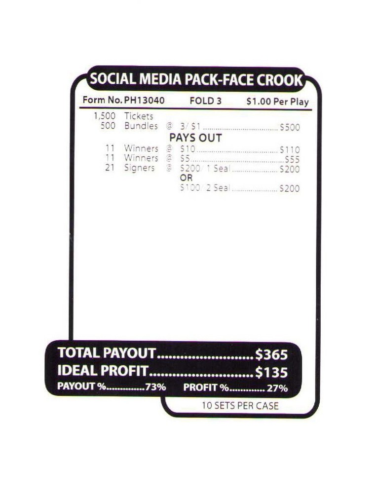 Pull Tab Tickets - Jar - Game - Face Crook - 500 ct