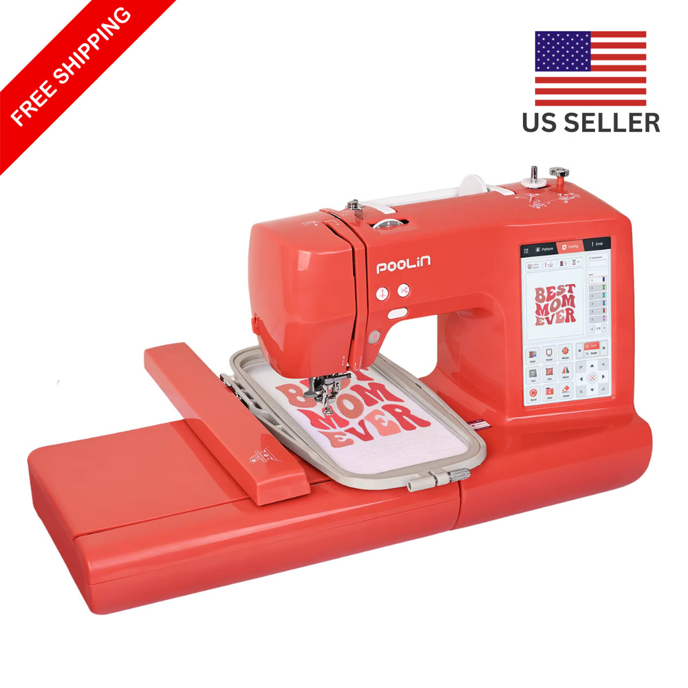 Computerized Embroidery Machine w/ Threads Bobbins Stabilizer DIY Home