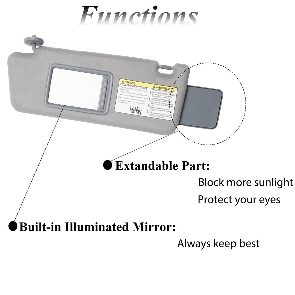 ATPSTOGO Left Driver Side Sun Visor Replacement Side, Gray