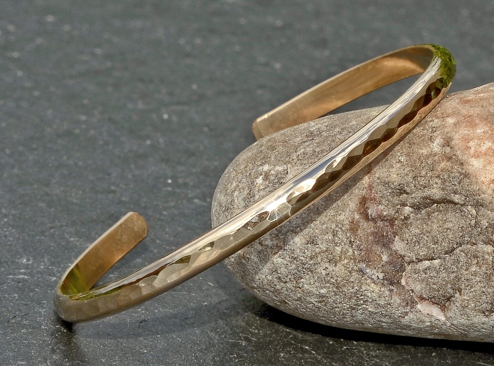 dainty gold filled hammered cuff bracelet