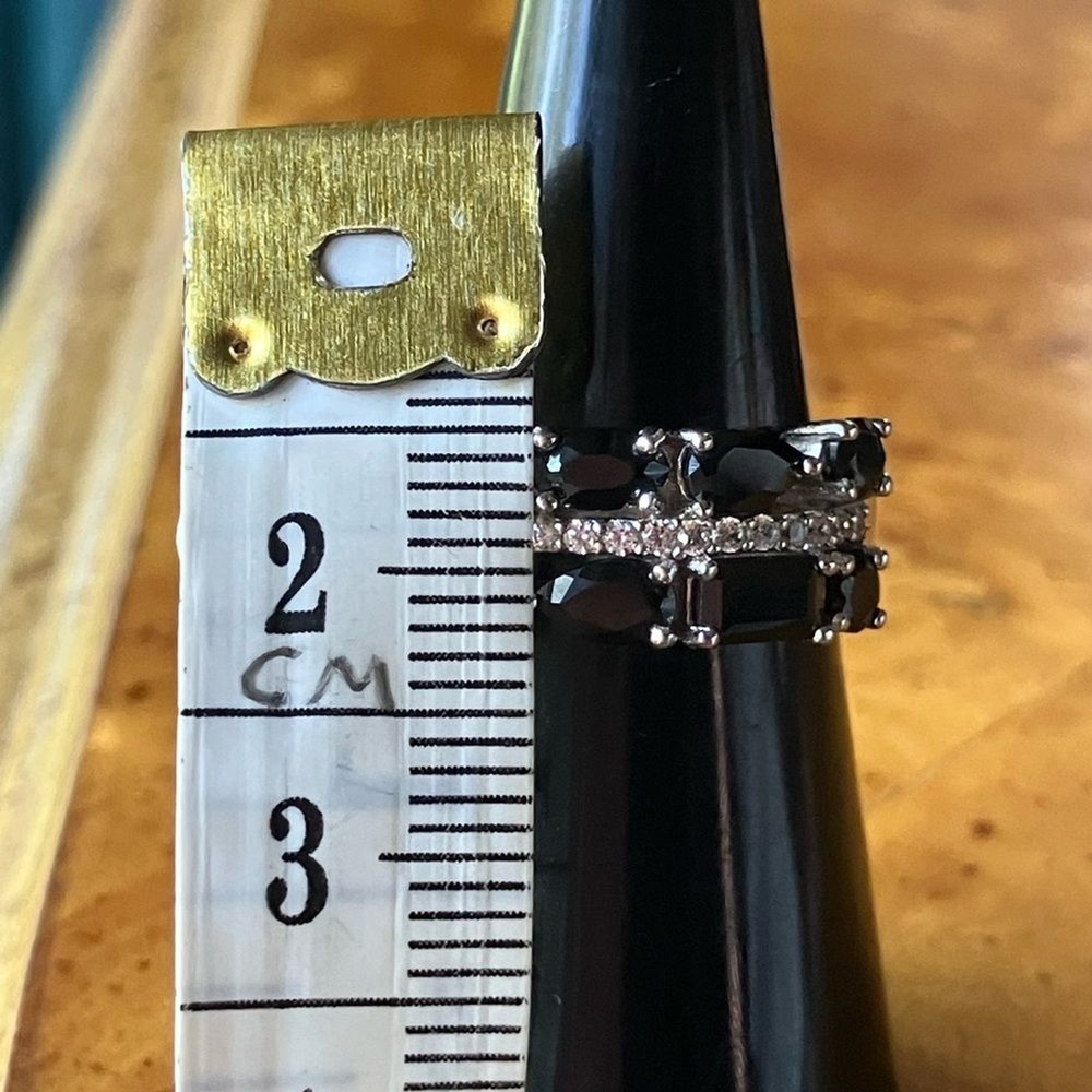 Natural Black Spinel Sterling Silver Ring Size 5.75