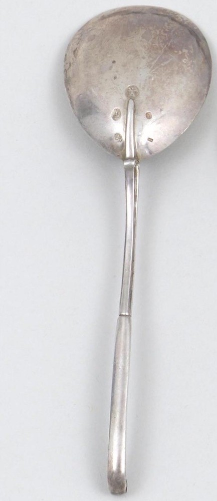 Antique Denmark Simon Groth Silver Serving Spoon Moinichen Devil Mask Handle