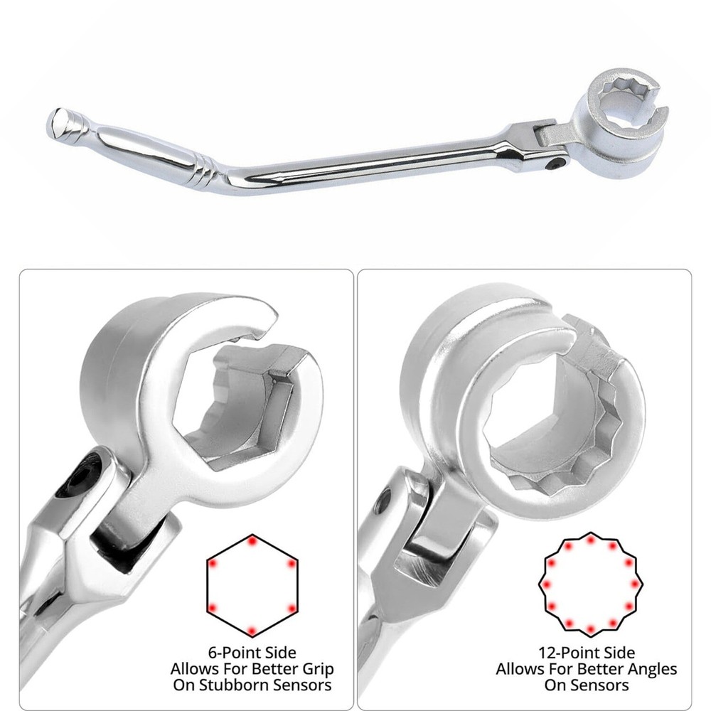 Oxygen Sensor Wrench Remover & Installer Double Sided Flexible Pivoted Hand Tool