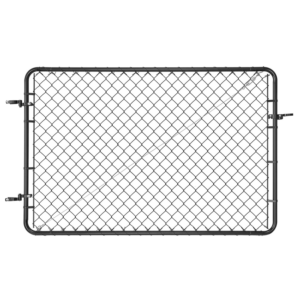 Black Chain Link Fence Gate Adjustable for 2.2-6 ft Yard Openings, Quick Install