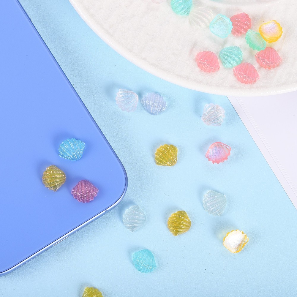 100 Pcs Shell Resin Charm, Cute Resin Shell Embellishments, Light Red