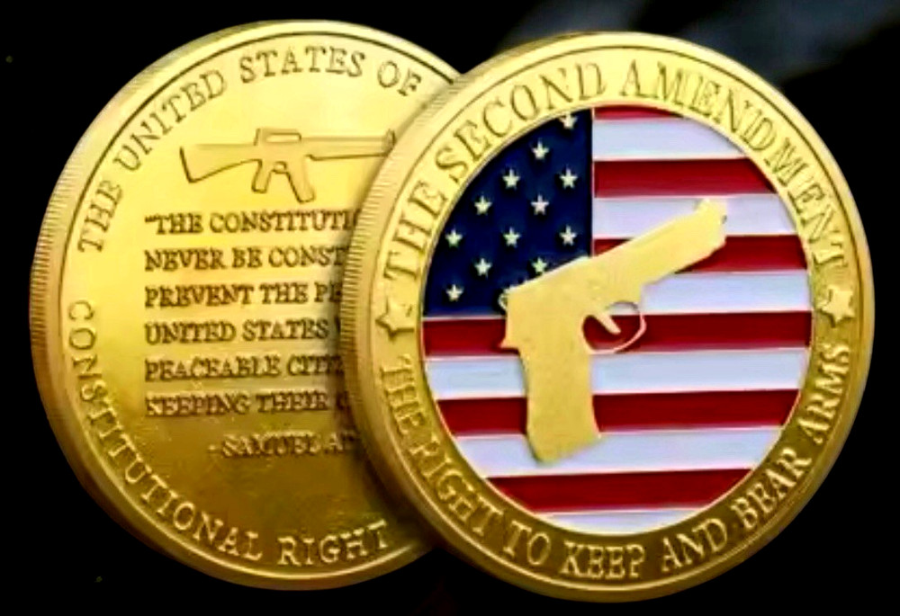 24K GOLD LAYERED COLORIZED SECOND AMENDMENT RIGHTS ROUND BU