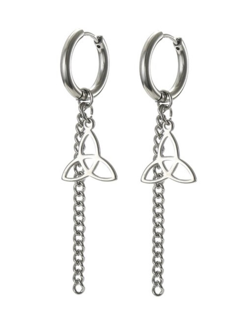 Trinity Dangle on Hoops Stainless Steel Earrings 1 Pair