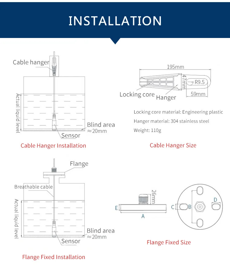 Water Level Transmitter 4-20mA 0-10V Hydrostatic Liquid Level Sensor Transmitter