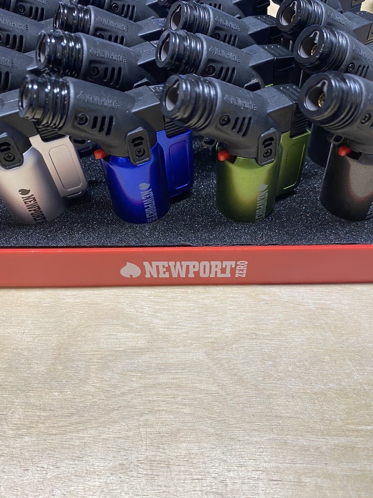Newport Zero Side Single Jet Torch Cigar Lighter - Metallic Blue - New