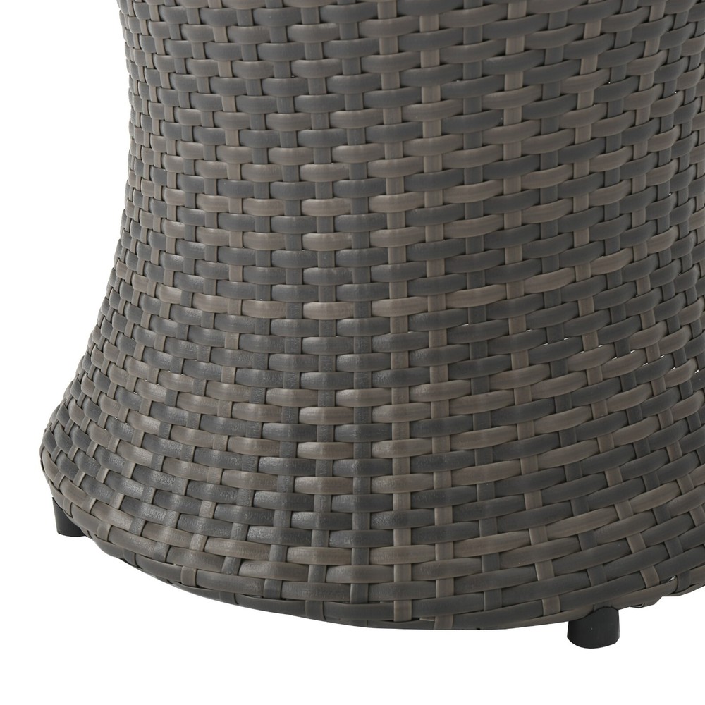 Outdoor Wicker Hourglass Side Table, Gray