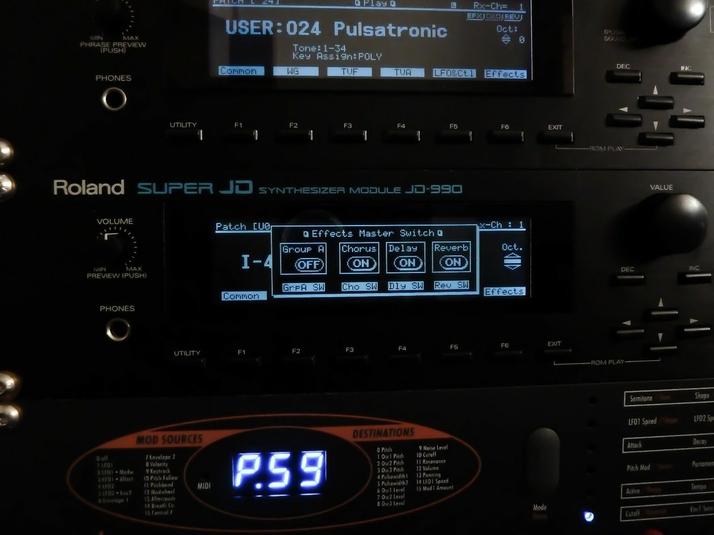 Roland JD-990 Custom LUX (Negative) LED Display !