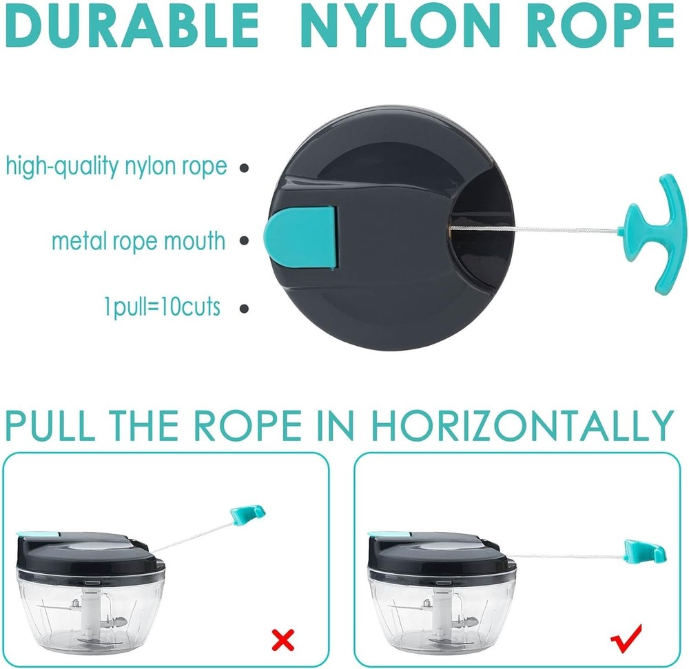 Multi-Function Manual Food Processors & Chopper with Cover and Handle, Garlic...