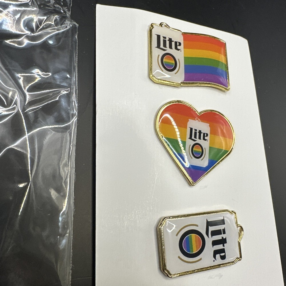 Miller Light Pride Rainbow 3 Pack Pin Set New