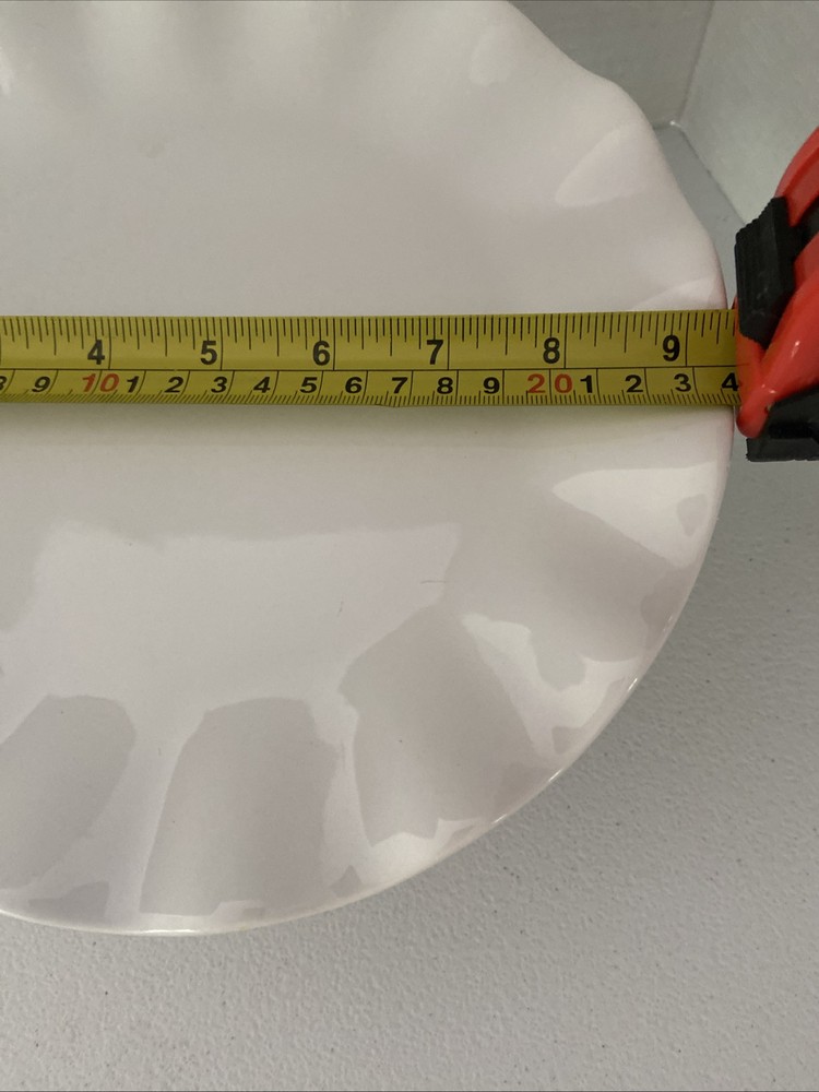 Ceramic Cake Stand White Scalloped Edges PreOwned Approx9”