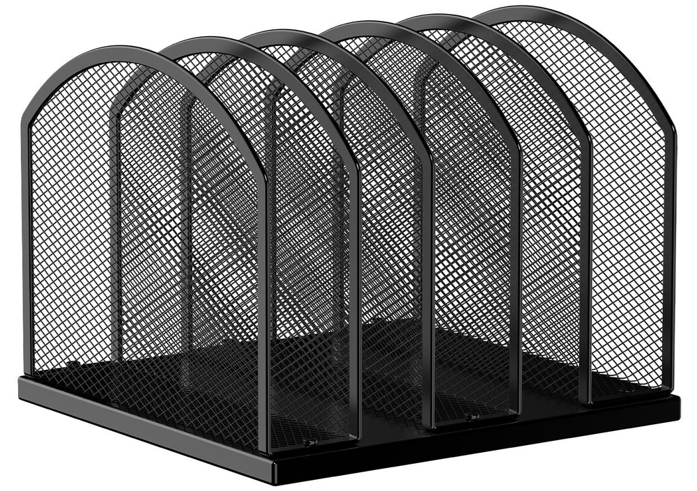 5-Section Vertical Desktop Organizer, 5-Section Mesh File Folder Stand Sorter...