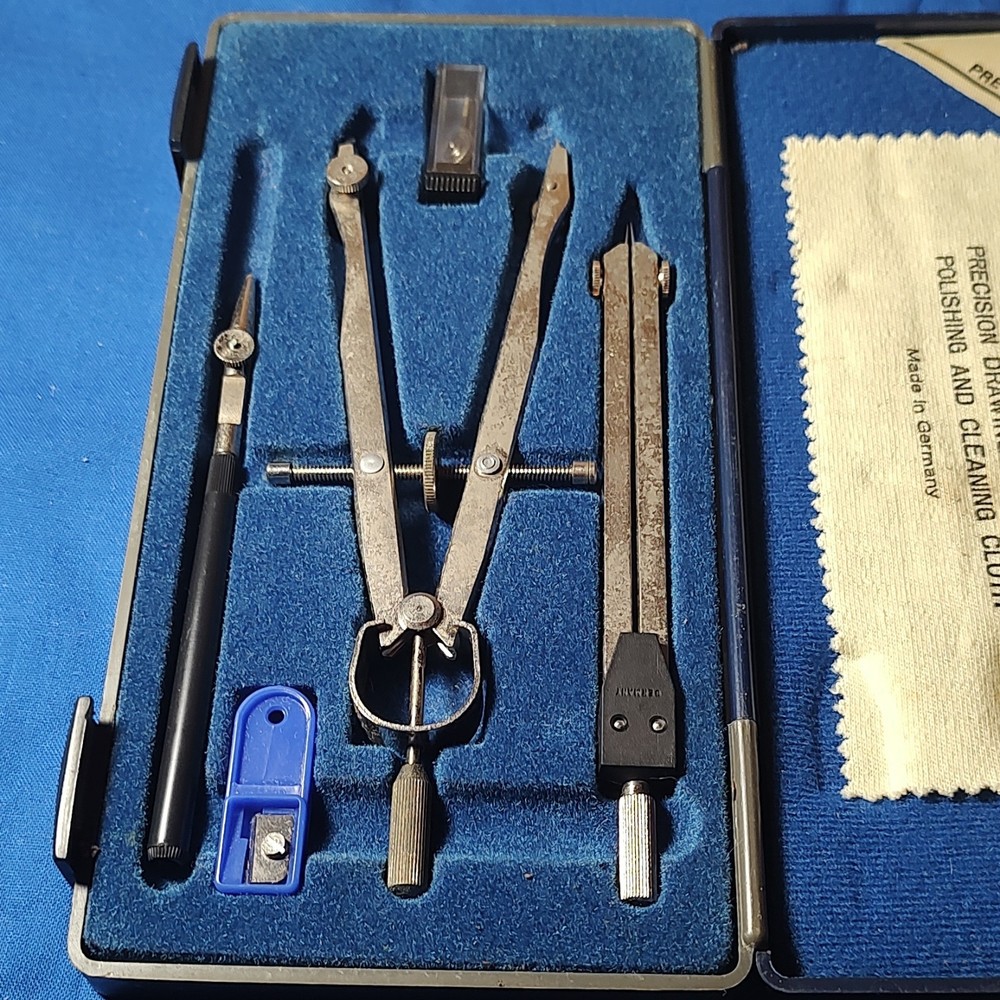 ALVIN 525B Precision Drawing Instruments Set Made in Germany Drafting Compass