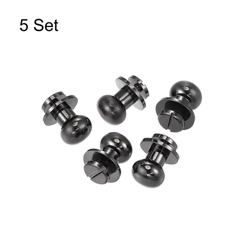 5 Set 10mm Solid Brass Round Button Head Screw Rivets Pin Fixing, Black