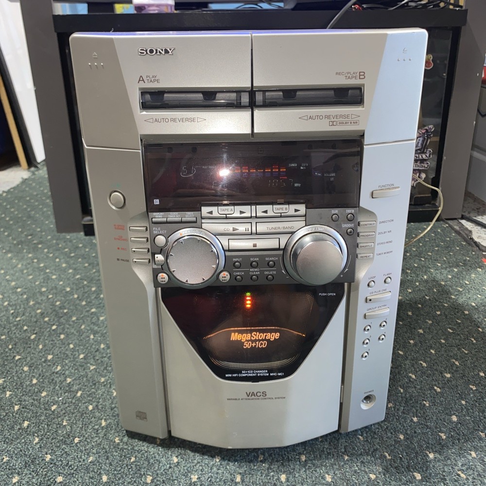 Sony CD Changer Stereo System Dual Cassette Dolby NR Auto Reverse Silver