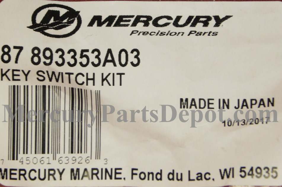 NEW/ OEM Mercury Verado Key Switch Kit - Part# 893353A03