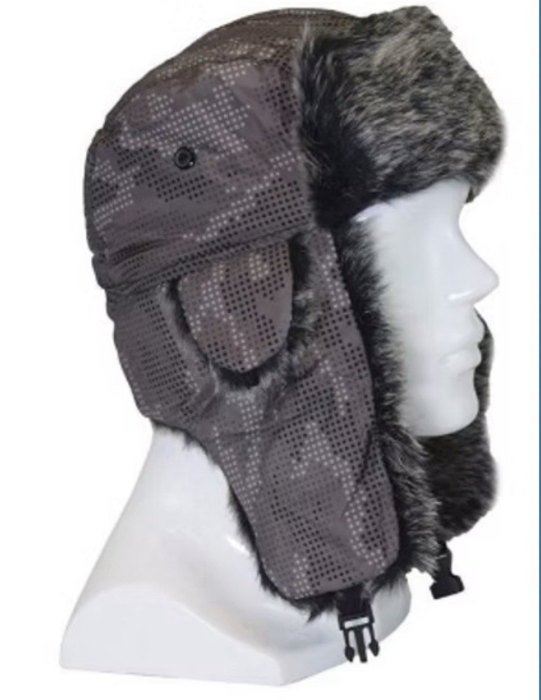 Trapper Hat Rabbit Fur Slate Grey Dot Matrix Camo