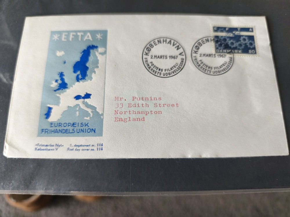 Denmark 1967 EFTA Stamp on First Day Cover