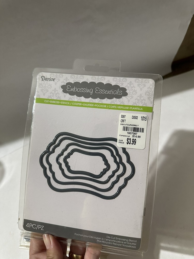 Darice Embossing Essentials Die Cut Stencil Dandelion Nesting Curved Rectangles