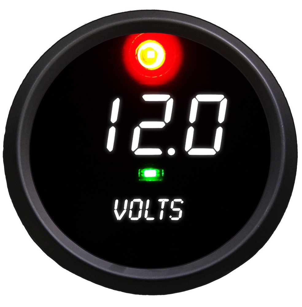 2 5/8" VoltMeter Programmable Alarm & Output Memory Recall WHITE w/ BLACK BEZEL